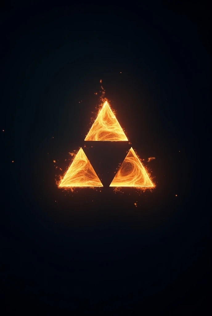 A movie logo with the text "KBON TRIFORCES" in a bold, futuristic font. The text is split into two lines and is positioned above a glowing, three-pronged symbol. The symbol is filled with a swirling, fiery orange and yellow energy. The background is a deep...