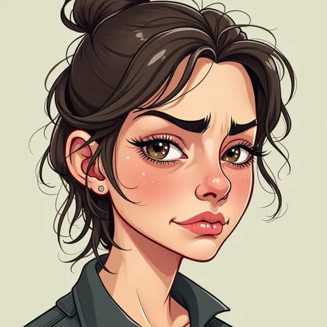 A illustration of a ugly 25 years old girl for TikTok and Instagram meme profile picture 