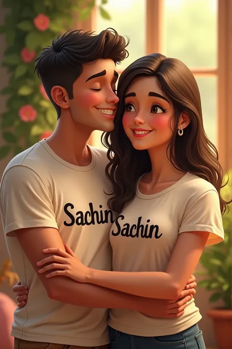 Cute couples and t shirt name Sachin 