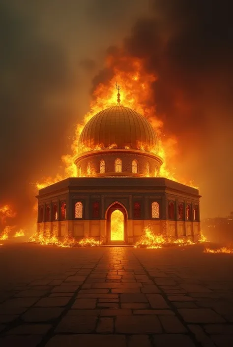 Dome of the rock burning