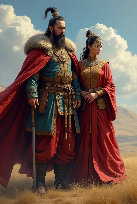 Genghis Khan with his wife