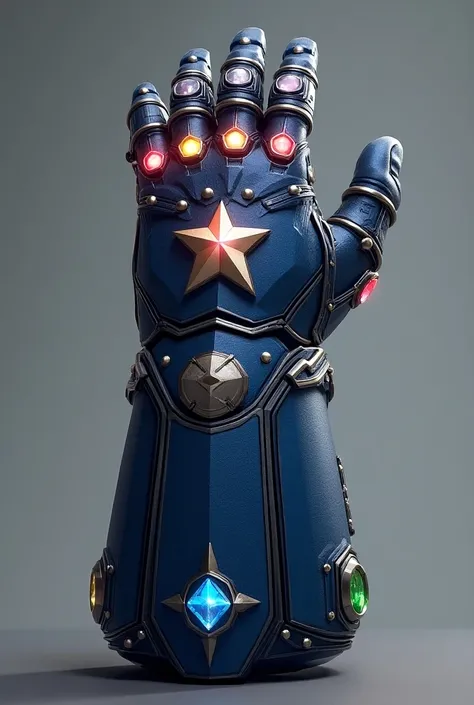 Captain Americas Gauntlet. Blue Color, Hand, Captain Americas Star Logo, Just 6 Numbers Of Infinity Stones, Highly Detailed.