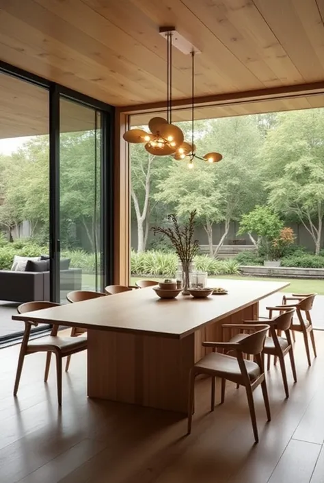 Modern wooden dining room