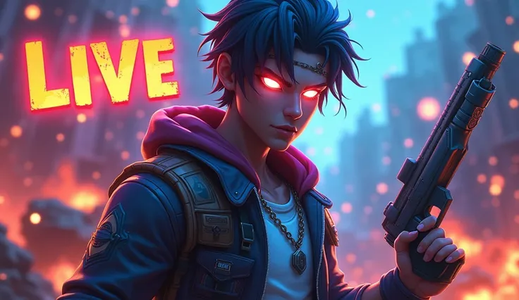 **Thumbnail Concept:**

1. **Hero Character Close-Up**: Feature a popular Free Fire character (like DJ Alok or Chrono) close-up in an intense battle pose, with glowing eyes or aura for added effect.
2. **Explosive Action Scene**: Place an action-packed bac...