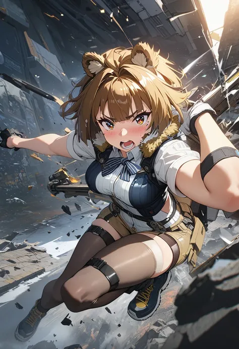 8k,masterpiece,best quality,ultra detailed,break, grizzly mkv (girls frontline) , full body ,
