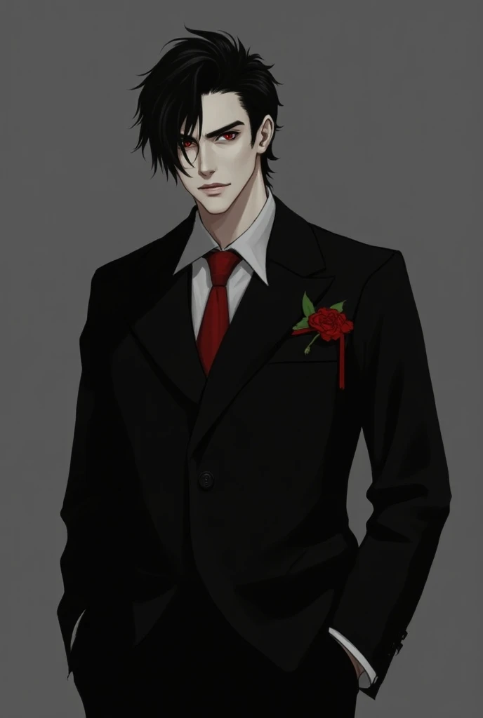  Create a modern oc-vampire following this information : Dante Varetti

Visual : Elegant and charismatic,  Dante is a vampire of intense expression ,  with carefully groomed dark hair.  He wears formal clothes ,  like a dark suit with a rose in his pocket ...