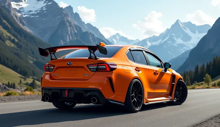 2025 Subaru WRX  orange color back side in mountains both mountains 🌄🌄