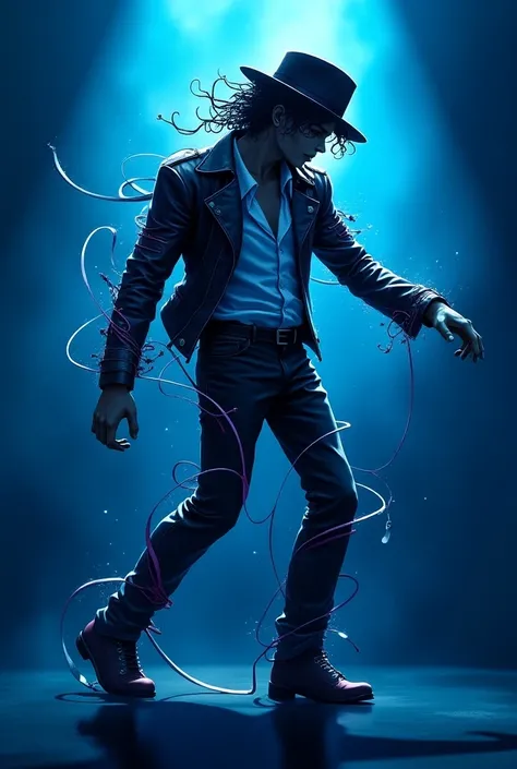  Generate a logo on the art and drawing , with the letter D ,  with blue tones and elements related to Michael Jackson anime style