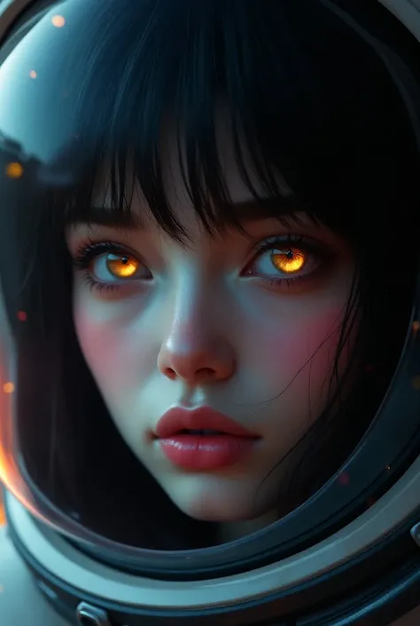 ( Close-up of a better masterpiece: 1.5) 0.9], (montanhas and monge: 1.2) (Disheveled black hair: 1.1) ( Heterochromia xanthochromia and brow eyes: 1.2) (space helmet: 1.0) ( colorful stars in the eyes : 1.0) (A radiant glow: 1.1) (thick lips: 0.9)