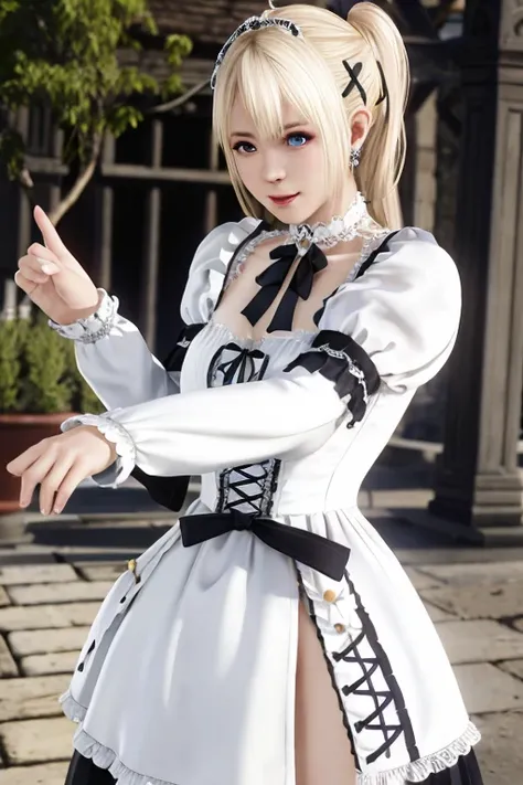 Marie Rose,  white gothic dress,  Knight , cute,  realistic texture、