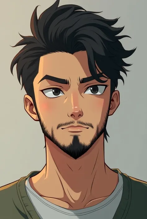  generate anime type profile pictures men with beard and slope haircut age of 20