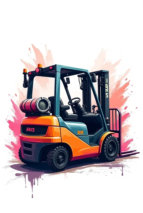 white background, electric forklift, Graffti style, animation