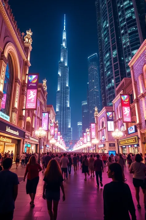 a street in Dubai filled with lights 