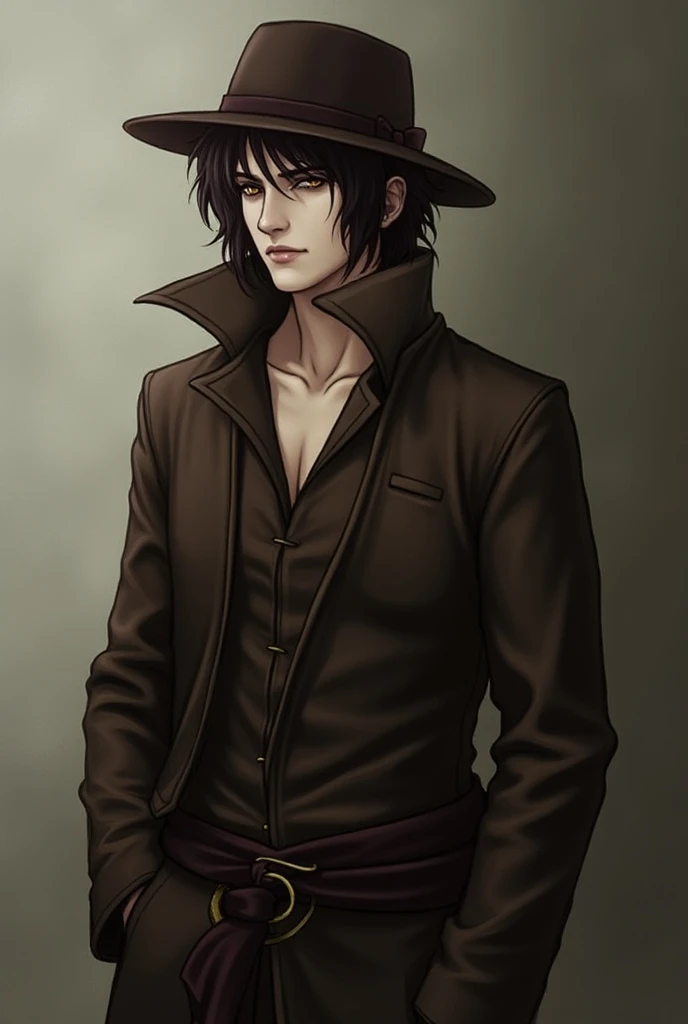  Create an oc vampire based on this information:  Clã Salubri
Aiden Valour
Visual :  Aiden is serene and has an aura of peace ,  with dark hair and a calm appearance.  He wears simple clothes , brown-looking  ,  like a leather or a hat ,  indicating his se...