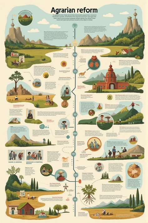 Make a creative timeline of the History of the Agrarian Reform. 

Artworks should be on the following forms:

Drawing, Digital Art or Graphs

Text should be in english