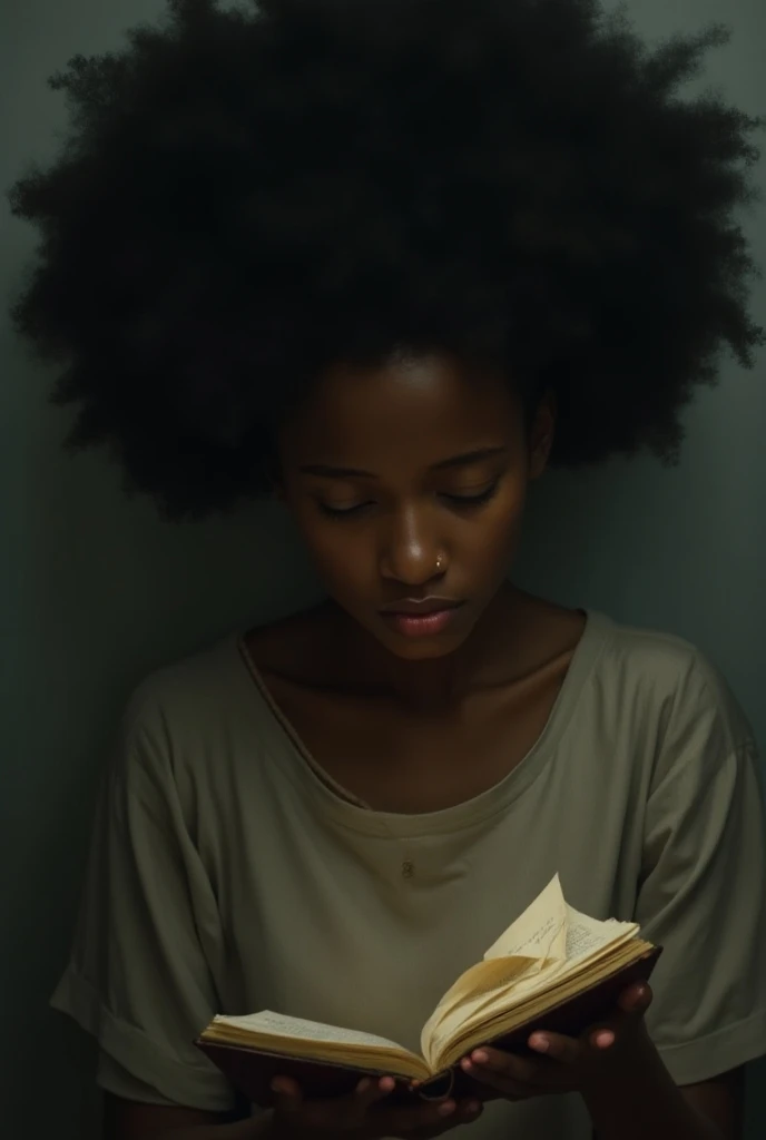  To die without being someone in the world,
Afro girl, sad and dying disappointed 