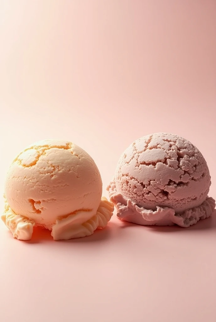 Two (Of those that come in a bag)  gourmet ice-creams that are centered on the image and are facing each other diagonally