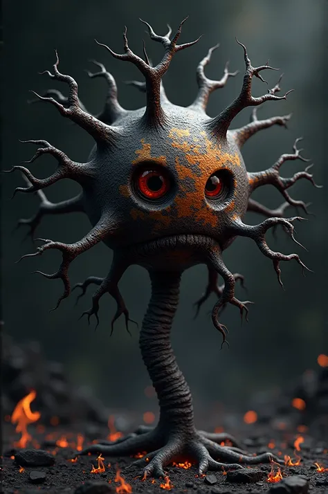 A burned cartoon neuron 