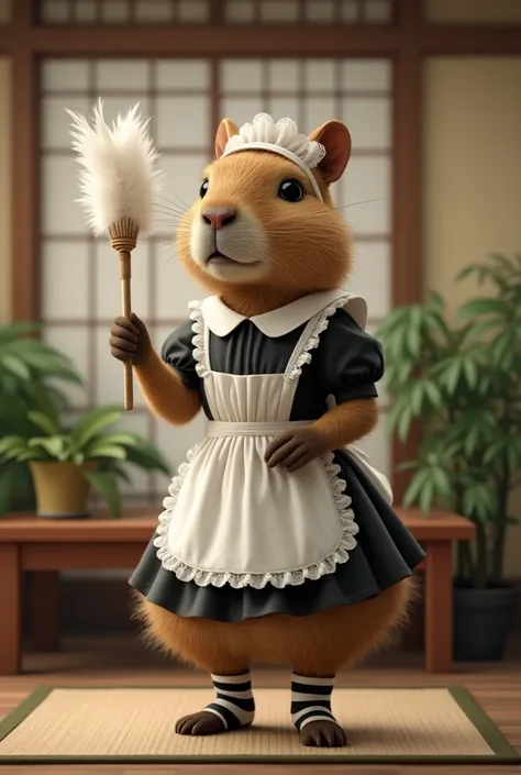 Capybara in a maids costume 