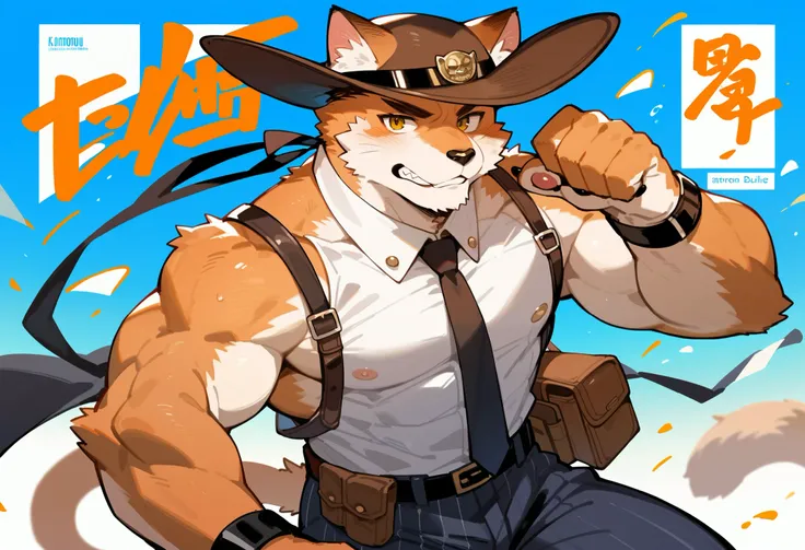 score_9, score_8_up, score_7_up, score_6_up, score_5_up, score_4_up, source_furry, highres, cover page, absurdres, perfect anatomy(handsome 1boy, kemono, furry, anthro)movie poster of hard-boiled detective story,