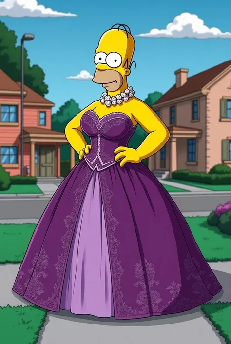 fais moi un personnage des simpson avec une robe de duchesse 