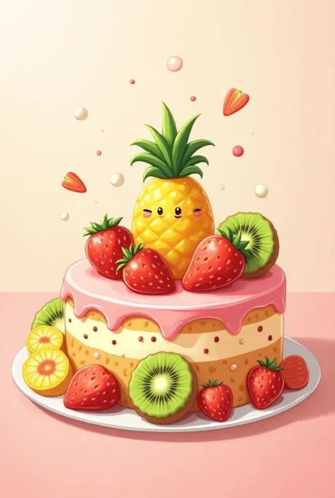 Cute strawberry、pineapple、kiwi、Fruit cake　Rinkaku only 