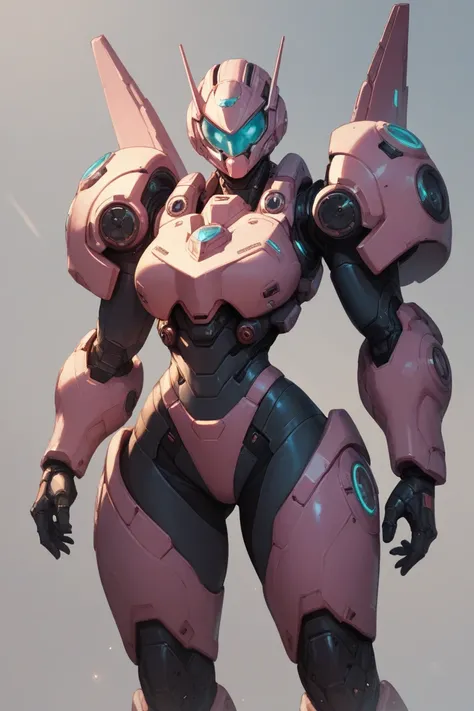 A curvy female in an armored power suit