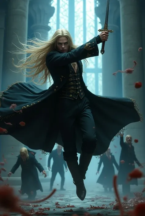 ((Castlevania)),((hyperrealism)) FEATURES :Play Alucard ,  main character from Castlevania  : very white vampire skin , two coats , vampire fangs, Victorian clothes, very light blue eyes,  Victorian clothing in the color black ,  Victorian overcoat with go...