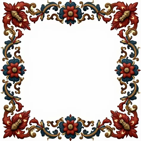  Traditional Russian pattern on the edges, an empty white space in the middle , Realistic quality 