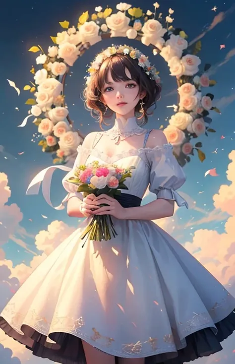 ((highest quality)), ((masterpiece)), (Get used to it), Perfect Face , beautiful girl , bouquet ,