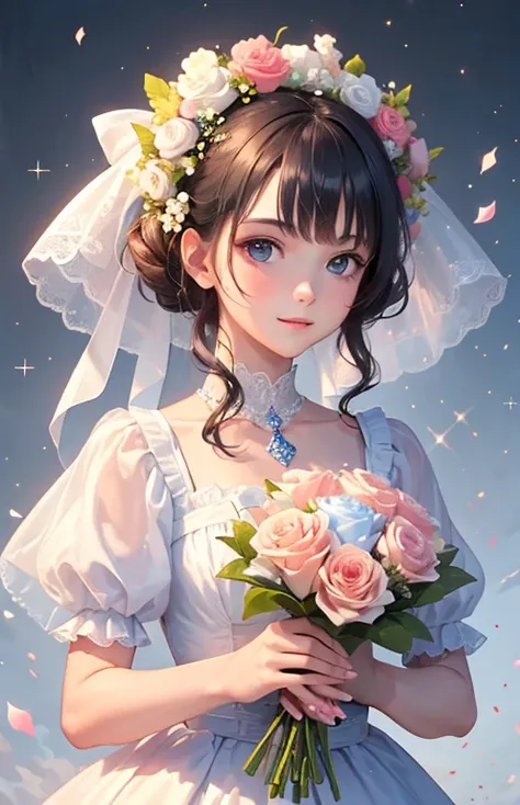 ((highest quality)), ((masterpiece)), (Get used to it), Perfect Face , beautiful girl , bouquet ,