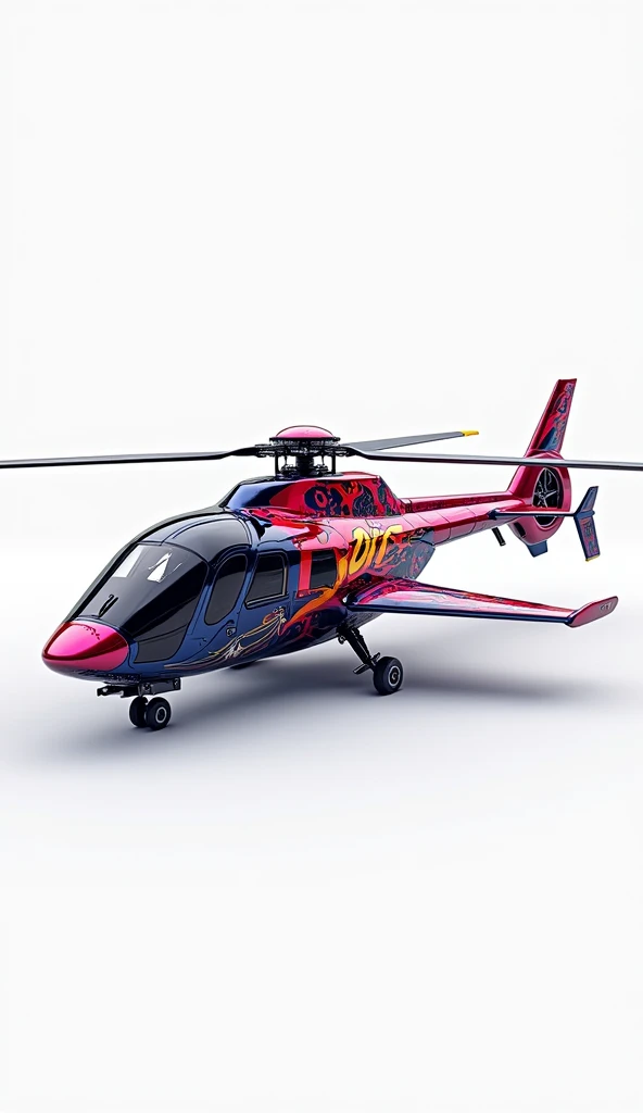 A helicopter , amazing colours,side view, white background 