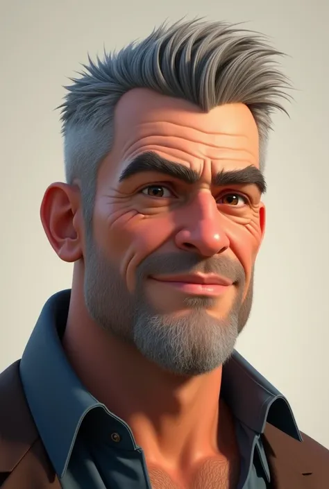 white mawhite man with gray hair shaved beard pixar 3d disneyn with gray hair shaved beard pixar 3d disney