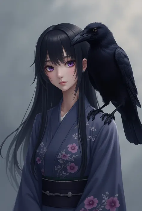 Hinata Hyuga with most black Crow on Shoulder