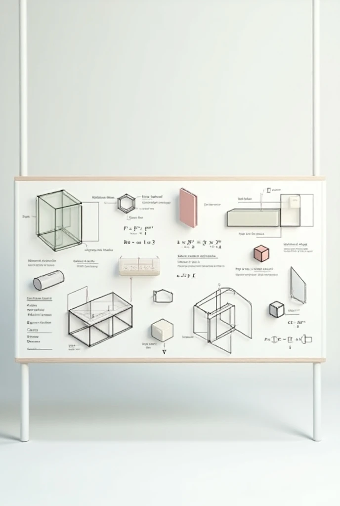 make a horizontal detailed board on the topic of surface area and volume