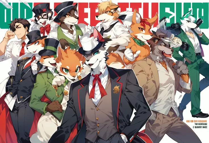 score_9, score_8_up, score_7_up, score_6_up, score_5_up, score_4_up, source_furry, highres, cover page, absurdres, perfect anatomy(handsome 1boy, kemono, furry, anthro)movie poster of hard-boiled detective story,