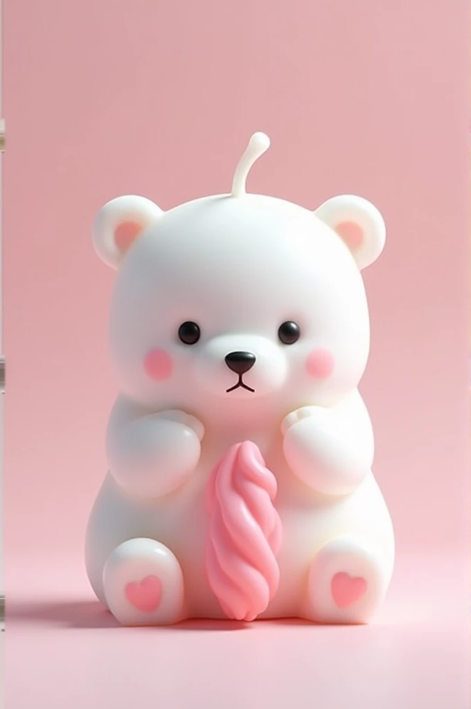 Make a cute cute white bear candle with bottomless pink smoke 