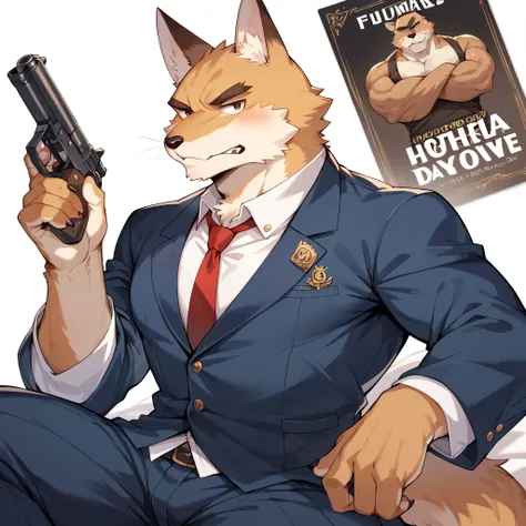 score_9, score_8_up, score_7_up, score_6_up, score_5_up, score_4_up, source_furry, highres, cover page, absurdres, perfect anatomy(handsome 1boy, kemono, furry, anthro)movie poster of hard-boiled detective story,