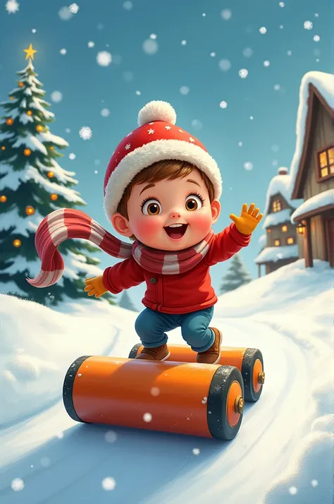 Illustration on the theme of Christmas with a roller 