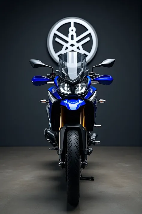 [Yamaha Tenere 900 motorcycle, displayed prominently against a dark background featuring the Yamaha logo, showcasing its adventure-ready design and features], [photorealistic rendering, product photography style], [no specific artist reference needed], [st...