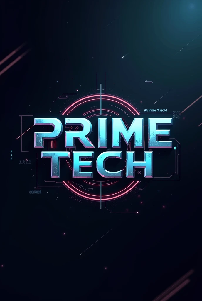  Futuristic cyberpunk logo with text "Prime Tech " 