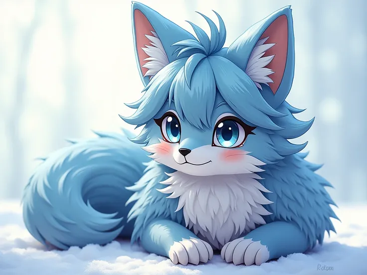 Fluffy, Male, wild, ((wild)), adult, Fox, weißes Body fur, Blue Hair, detailliertes Body fur, Detailed description , detailed face , detailed eyes , glittering body, shiny body , multiple cocks, multiple cocks, Alone, Body fur, ( best quality), Heaven can ...