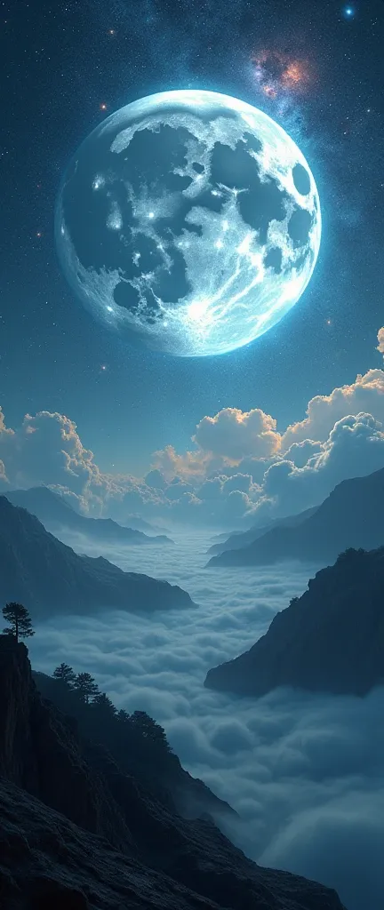 Beautiful universe with a huge moon 