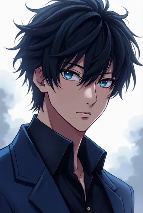 Handsome black haired anime male character