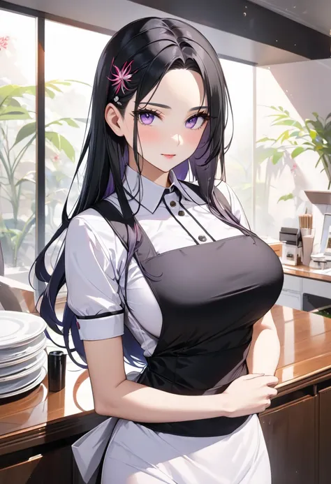 ((masterpiece,Best Quality,8k, super high definition)), 1 housewife 、　(First Person Subjective、solo focus　) 、(((Cool look))) 、 sharp eyesight 　 、      long lashes　　 、　  Black Hair 　　、Long Hair　　、　((parted bangs:1.3))　　、(spiderlily hairpin)　、　Light purple e...