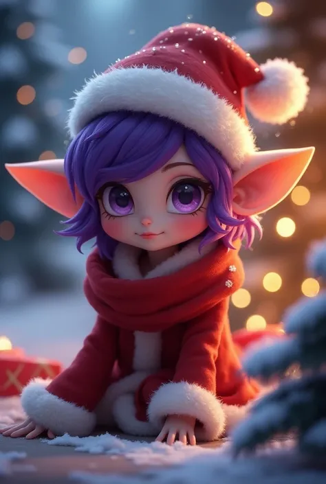 generate a cute image of the character called lulu from league of legends with a christmas hat
