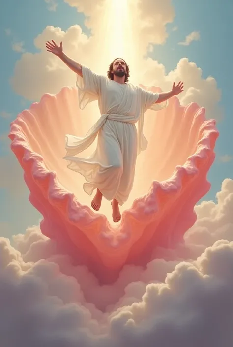 The Ascension of Jesus Christ in a pink seashell 