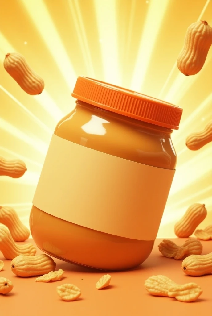 Create an image that illustrates and conveys the idea that peanut butter provides energy with peanut butter jar