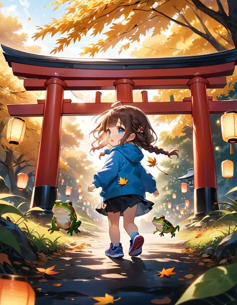 (Floating Lanterns:1.5)、((whole body,  from behind, back view)),　((Running well and leaving:1.3)、((Chibi Girl:1.5)))、Best Quality、 Hi-Res、 detailed background、 beautiful face down to the smallest detail、 anatomically correct 、detailed expression、fine grain...