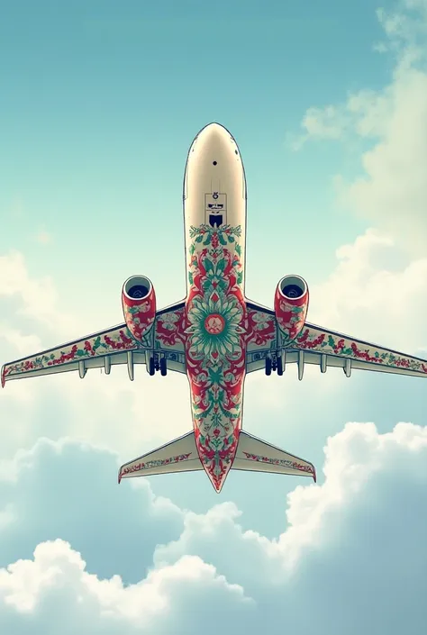 The back of a plane that has a Christmas mandala around it, Drawing

